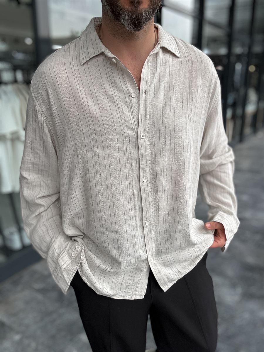 Fine Patterned Striped Linen Shirt