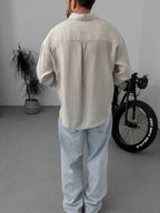 Striped Shirt with Pocket Embroidery