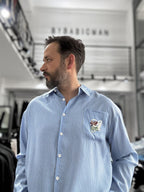 Striped Shirt with Pocket Embroidery