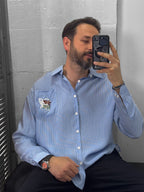 Striped Shirt with Pocket Embroidery