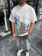 Flock Embossed Printed Oversize T-Shirt