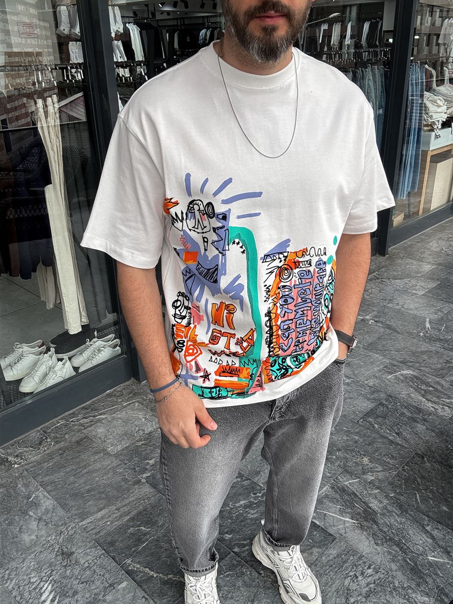 Flock Embossed Printed Oversize T-Shirt