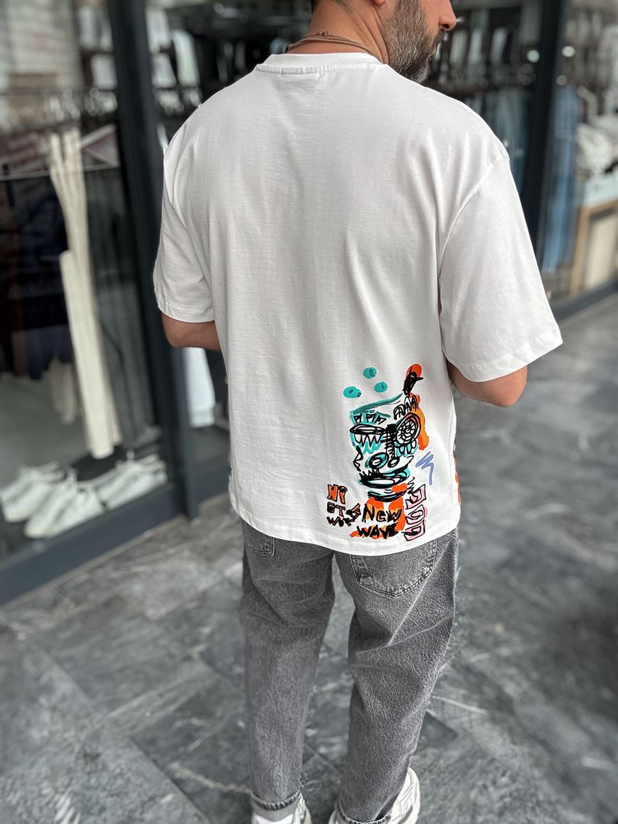 Flock Embossed Printed Oversize T-Shirt