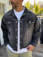 Buttoned Stitched Effected Denim Jacket