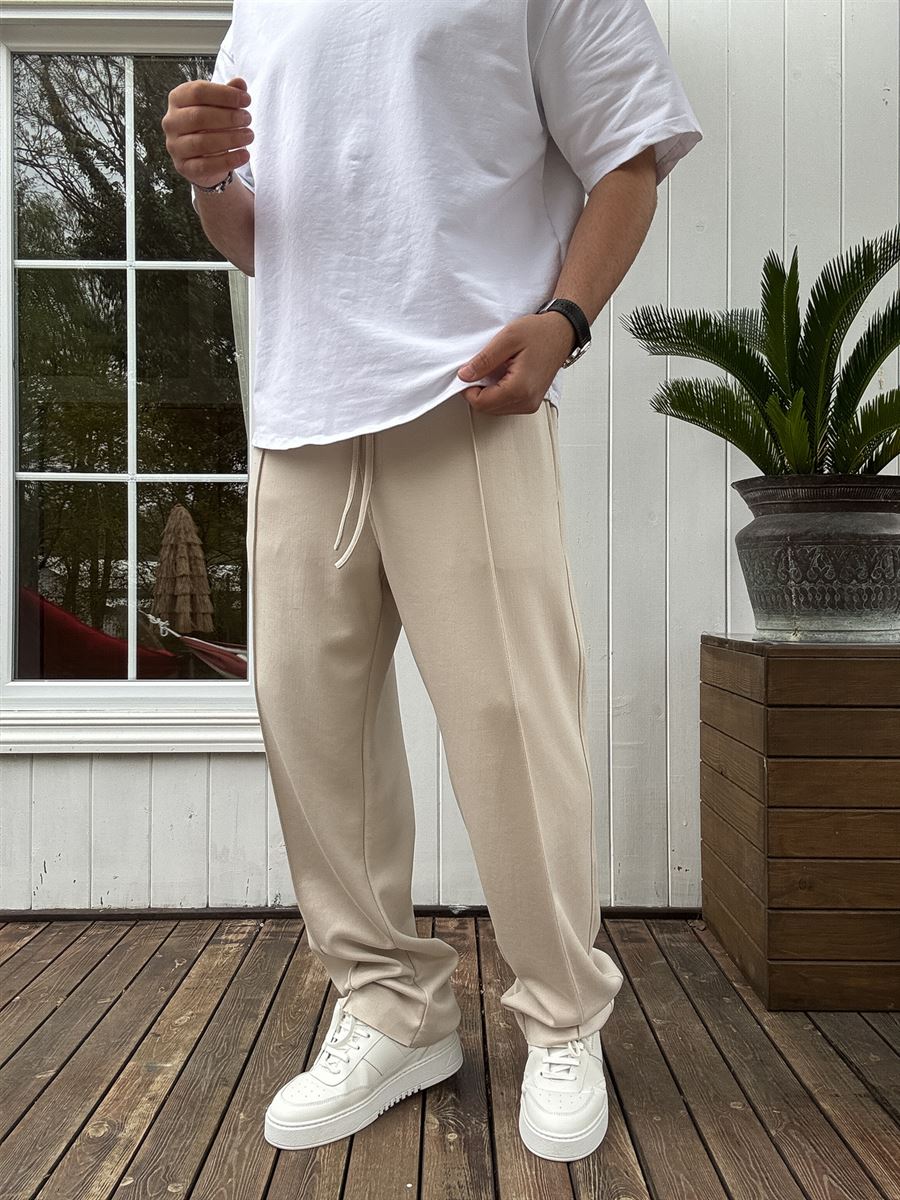 Stitched Lycra Straight Leg Sweatpants