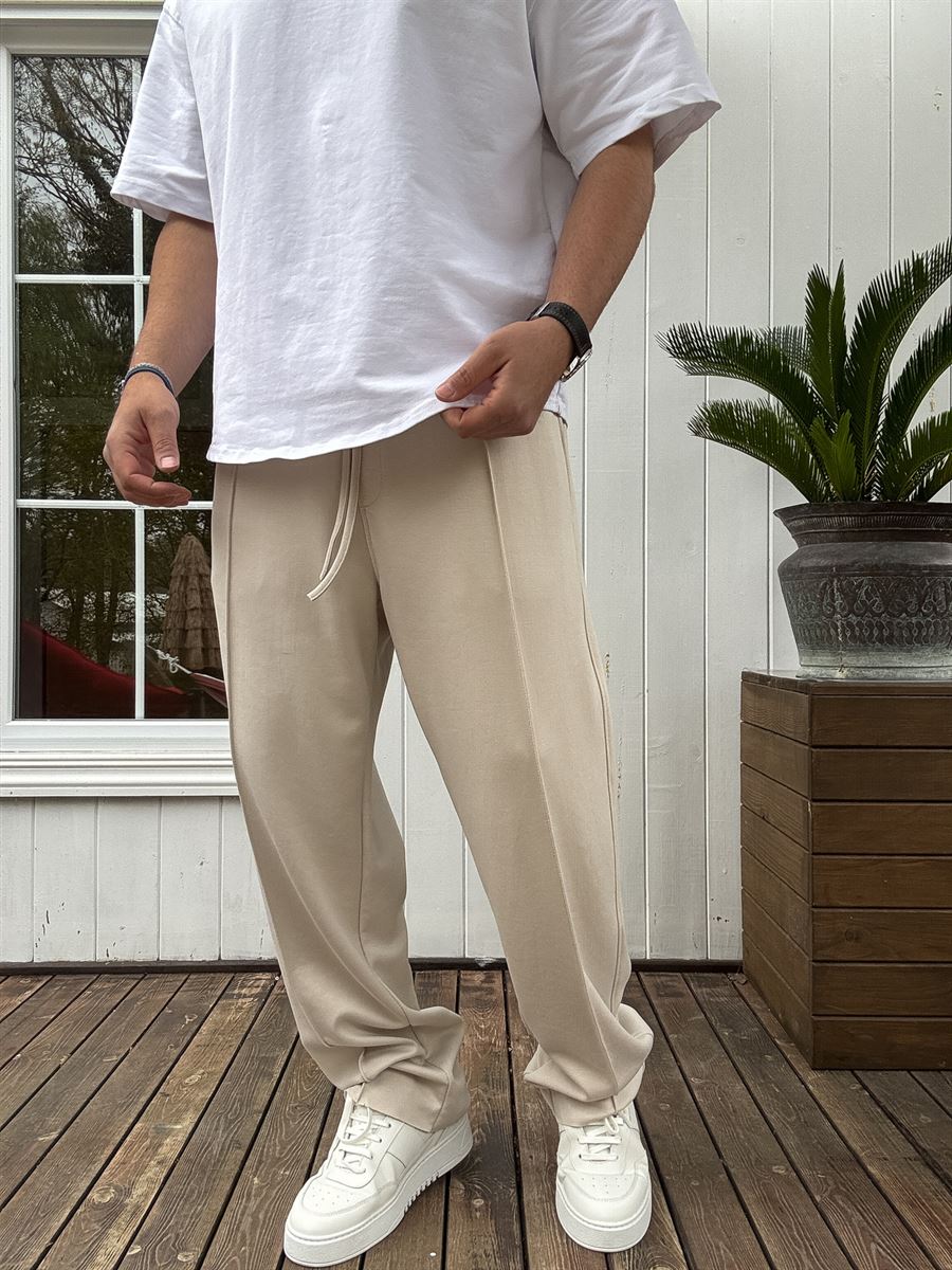 Stitched Lycra Straight Leg Sweatpants