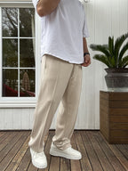 Stitched Lycra Straight Leg Sweatpants