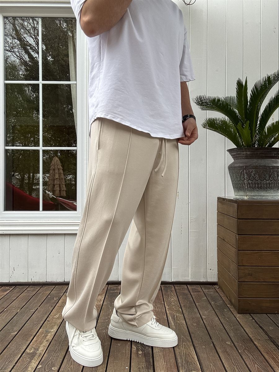 Stitched Lycra Straight Leg Sweatpants