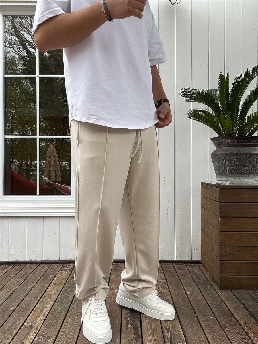 Stitched Lycra Straight Leg Sweatpants