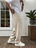 Stitched Lycra Straight Leg Sweatpants