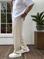 Stitched Lycra Straight Leg Sweatpants