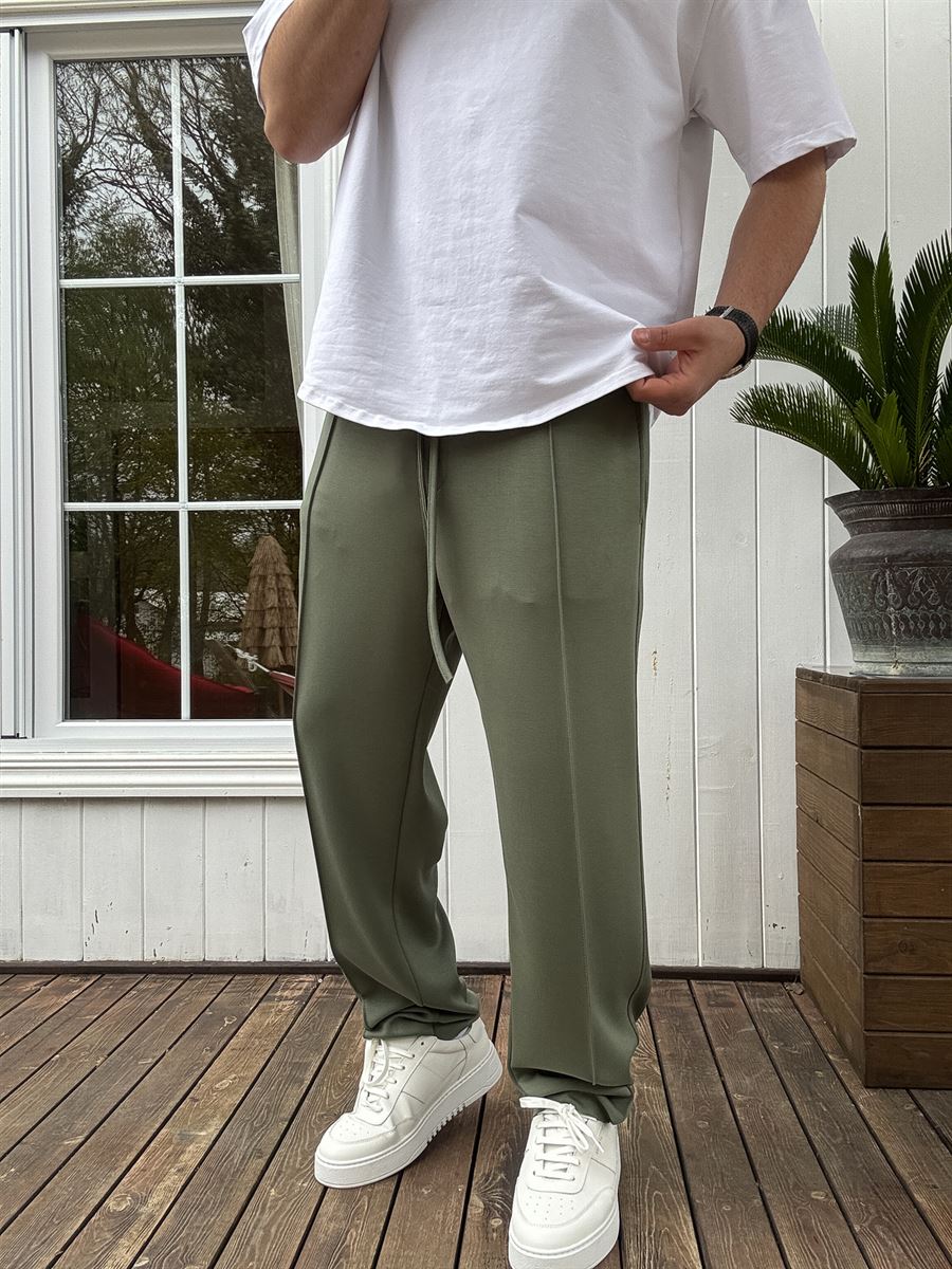 Stitched Lycra Straight Leg Sweatpants