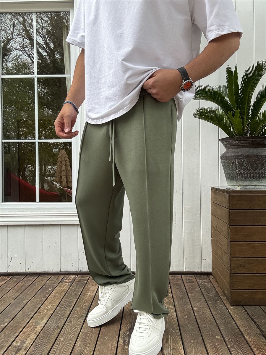 Stitched Lycra Straight Leg Sweatpants