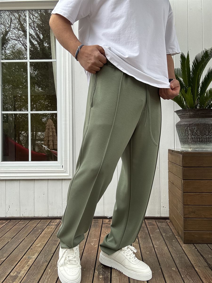 Stitched Lycra Straight Leg Sweatpants