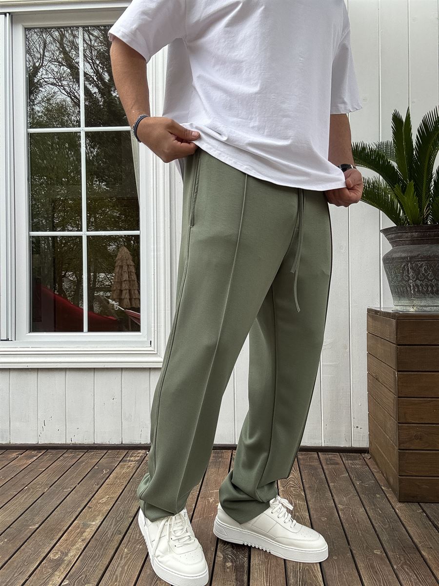 Stitched Lycra Straight Leg Sweatpants