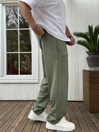 Stitched Lycra Straight Leg Sweatpants