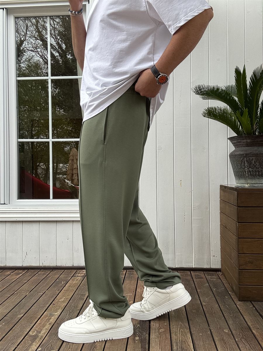 Stitched Lycra Straight Leg Sweatpants