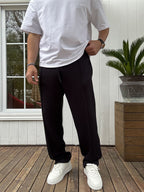 Stitched Lycra Straight Leg Sweatpants