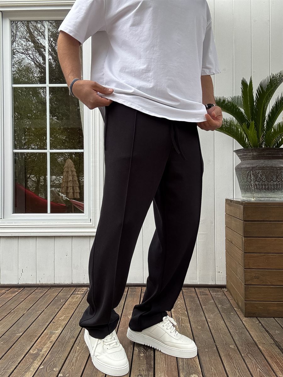 Stitched Lycra Straight Leg Sweatpants