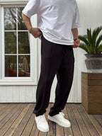 Stitched Lycra Straight Leg Sweatpants