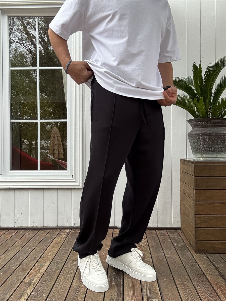Stitched Lycra Straight Leg Sweatpants