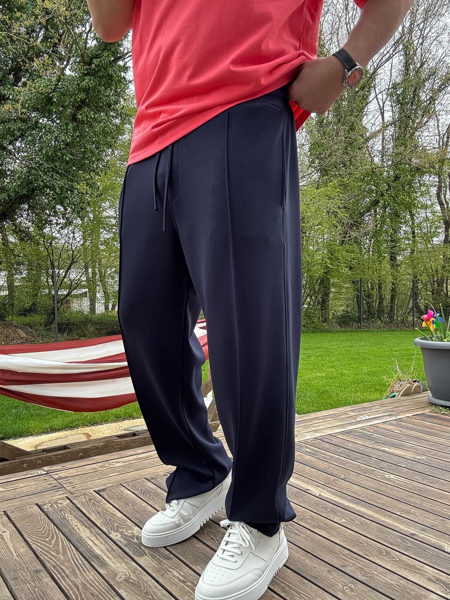 Stitched Lycra Straight Leg Sweatpants