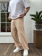 Waffle Fabric Thin Baggy Pants