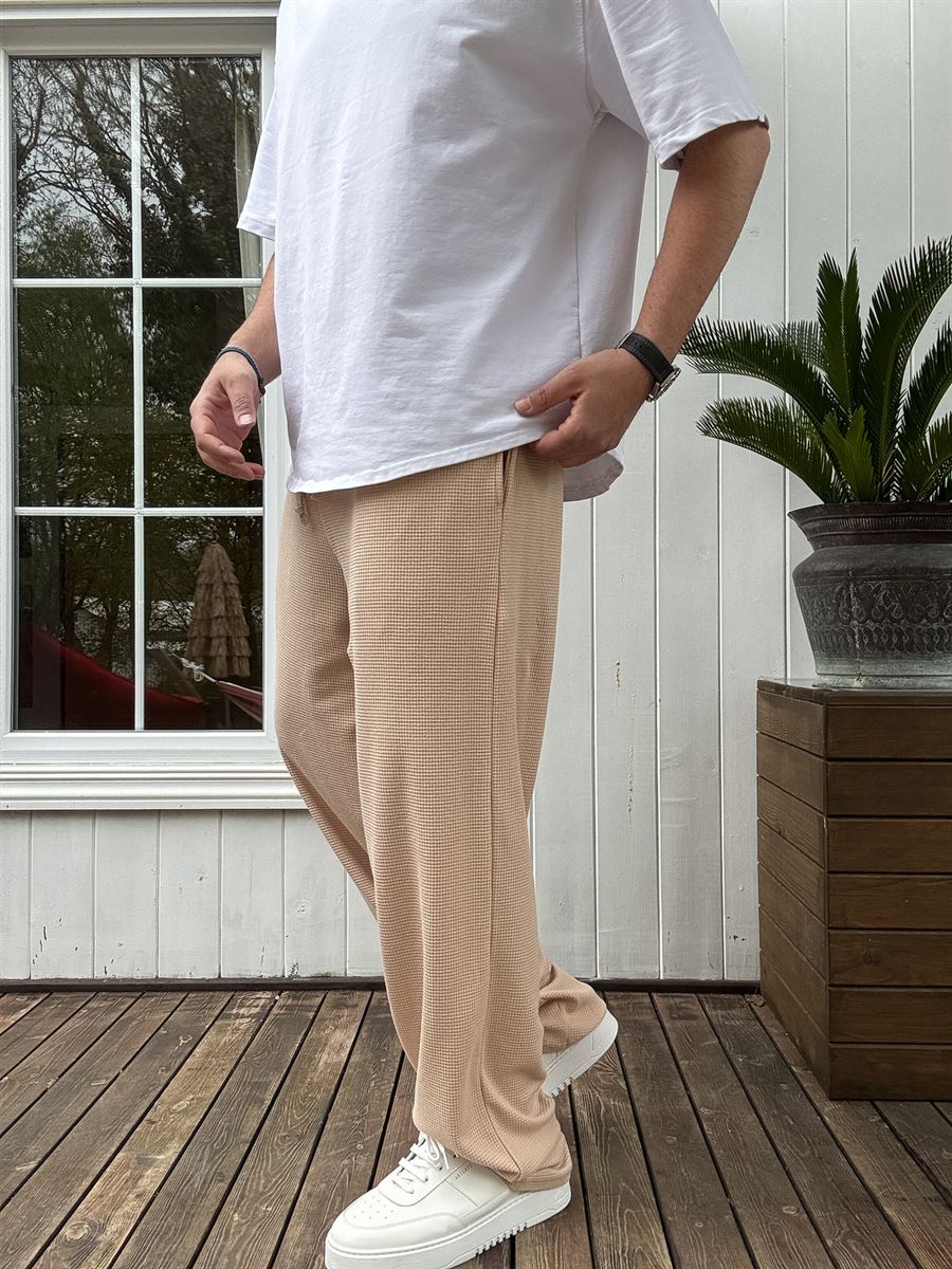 Waffle Fabric Thin Baggy Pants