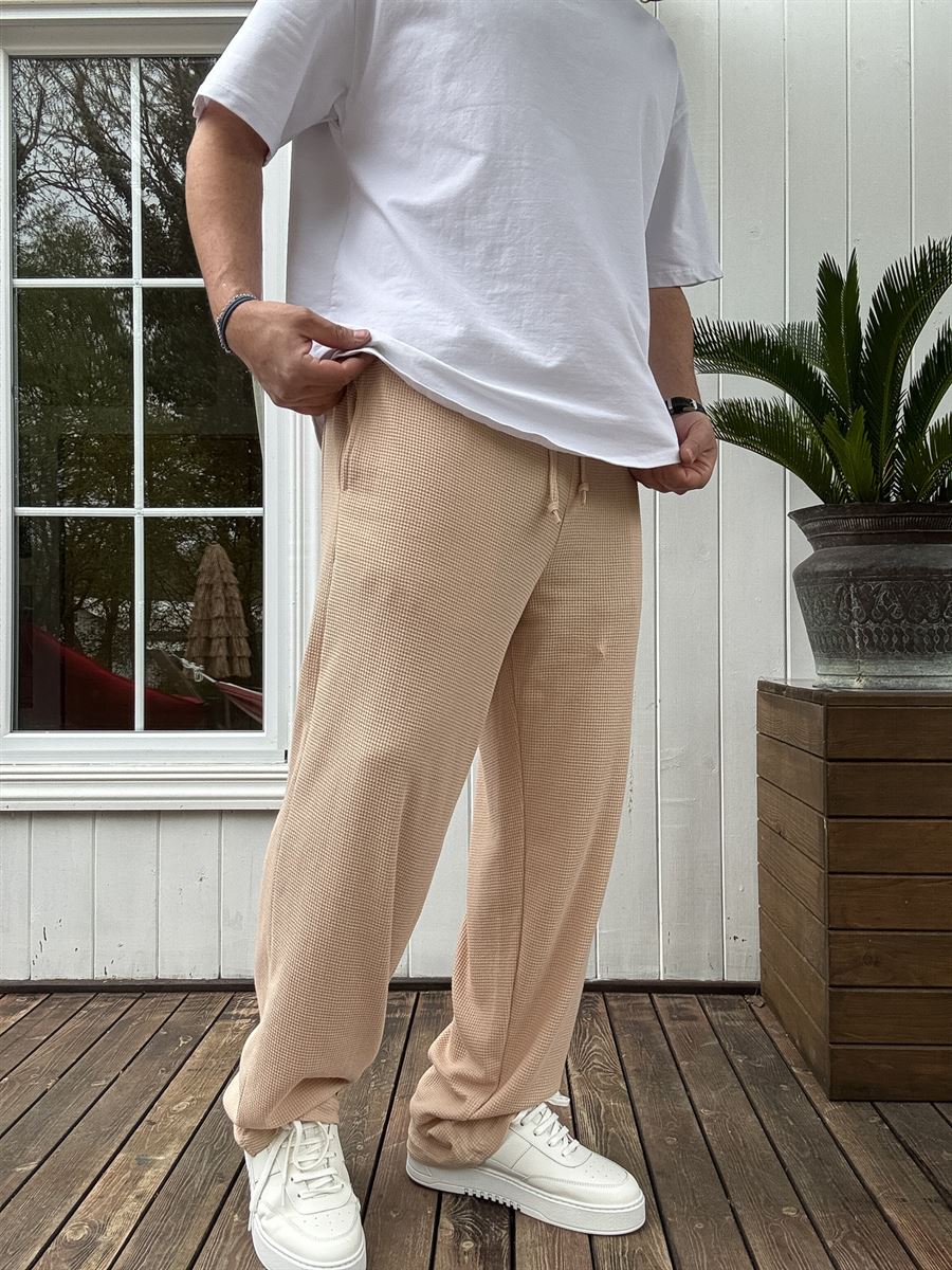 Waffle Fabric Thin Baggy Pants
