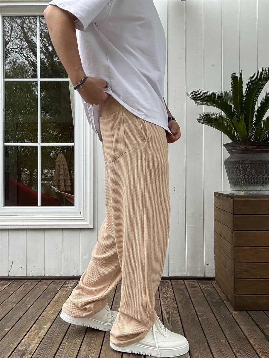 Waffle Fabric Thin Baggy Pants