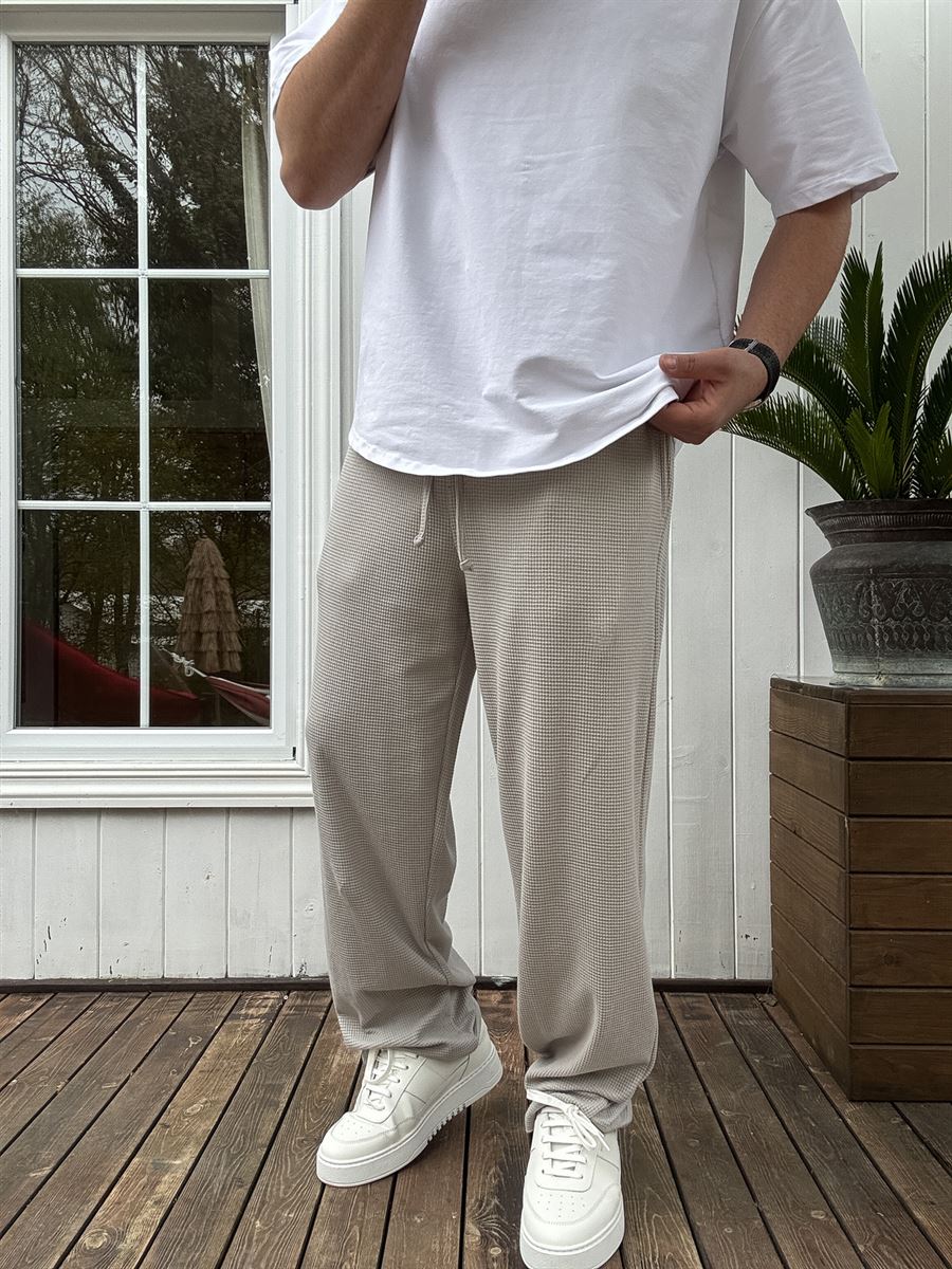 Waffle Fabric Thin Baggy Pants