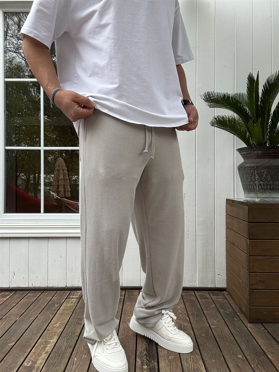 Waffle Fabric Thin Baggy Pants