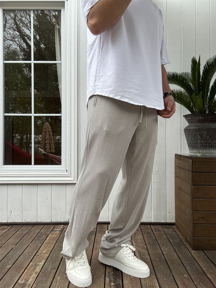 Waffle Fabric Thin Baggy Pants