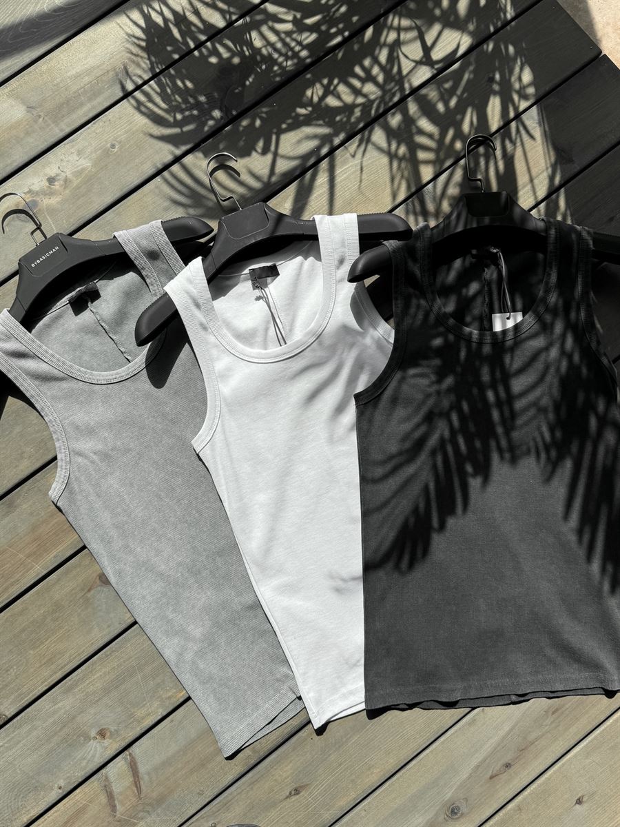 Washed Basic Ribbed Undershirt