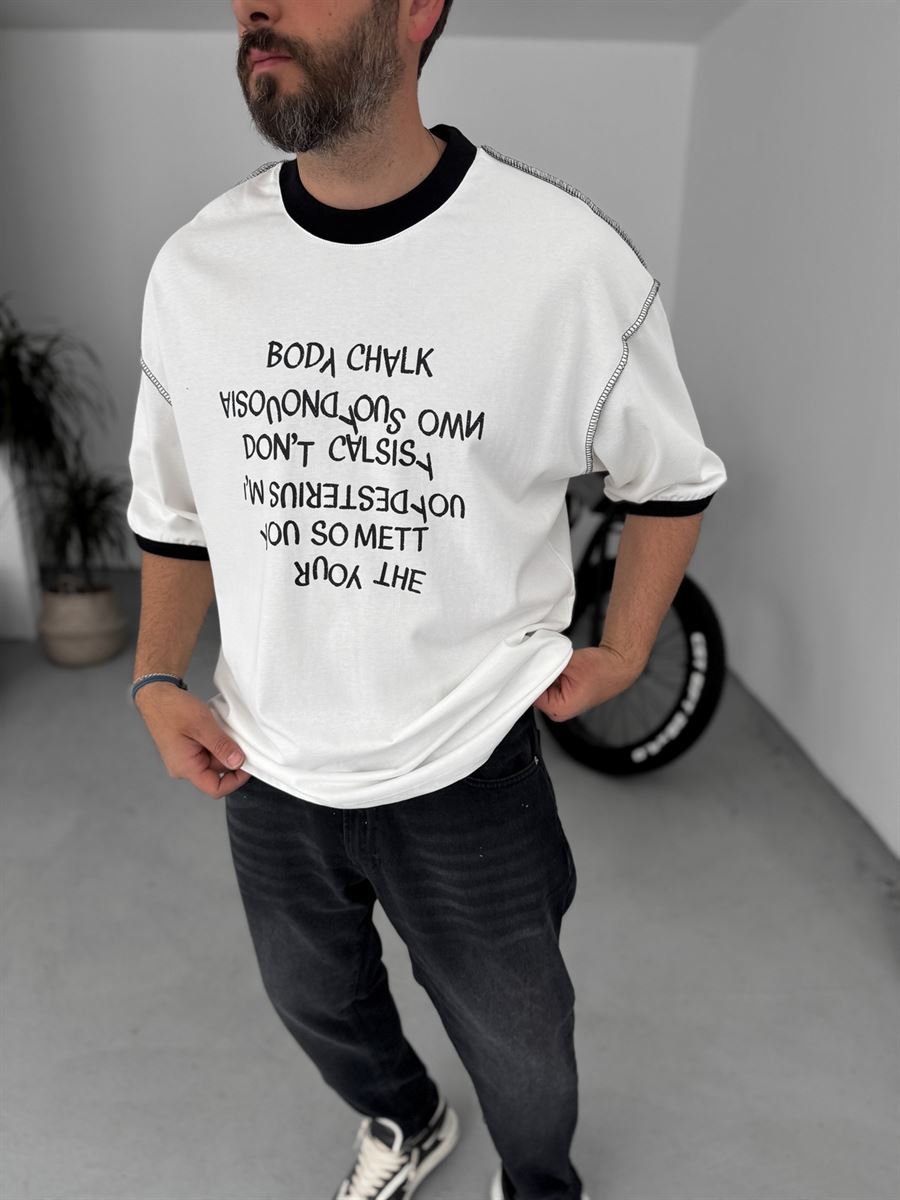 Reverse Text Printed Oversize T-Shirt