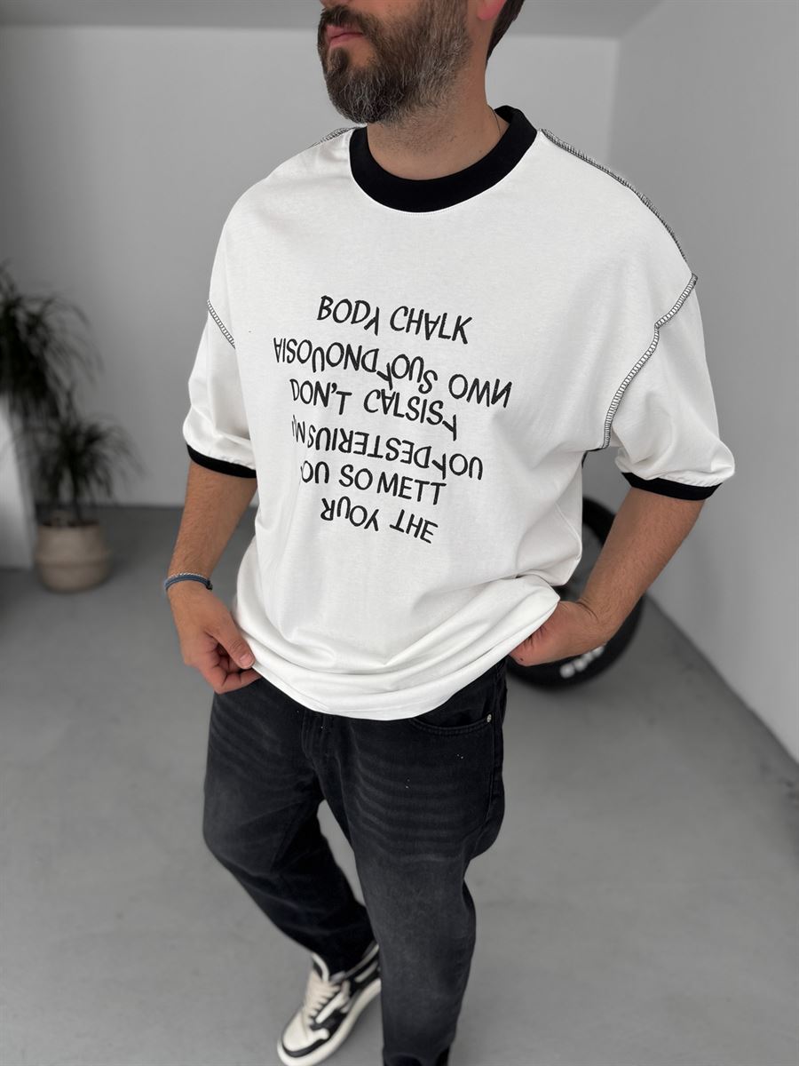 Reverse Text Printed Oversize T-Shirt