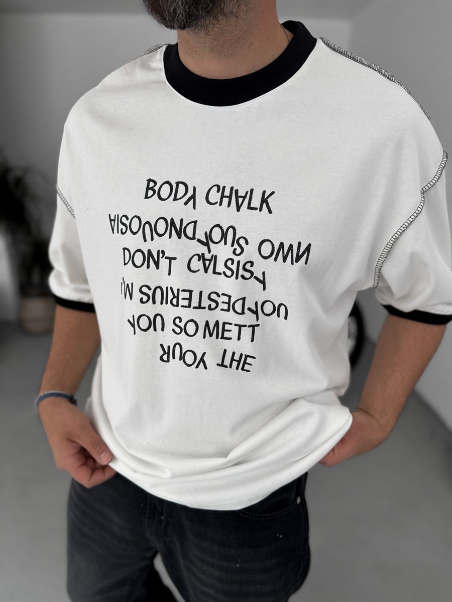 Reverse Text Printed Oversize T-Shirt