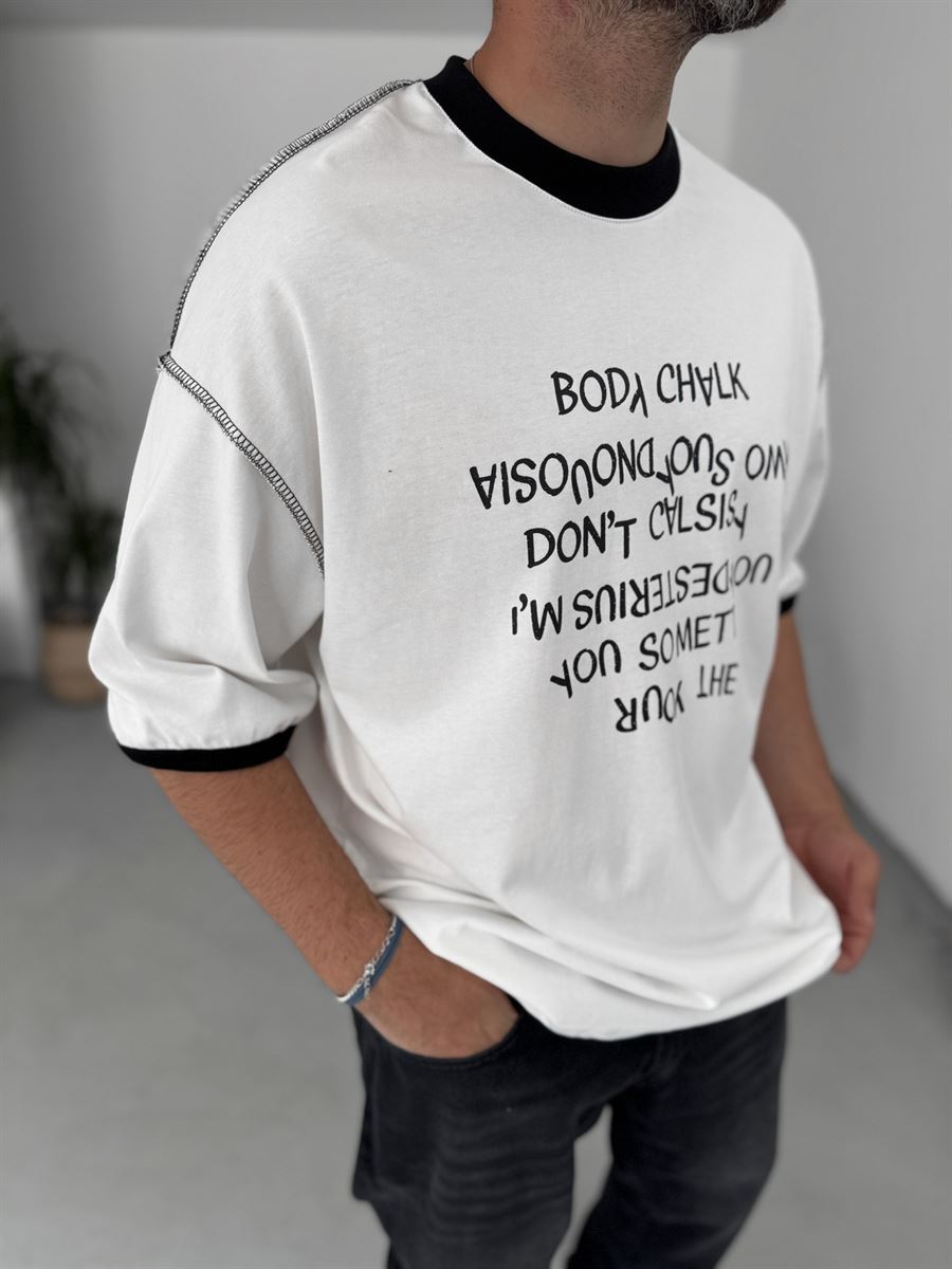 Reverse Text Printed Oversize T-Shirt