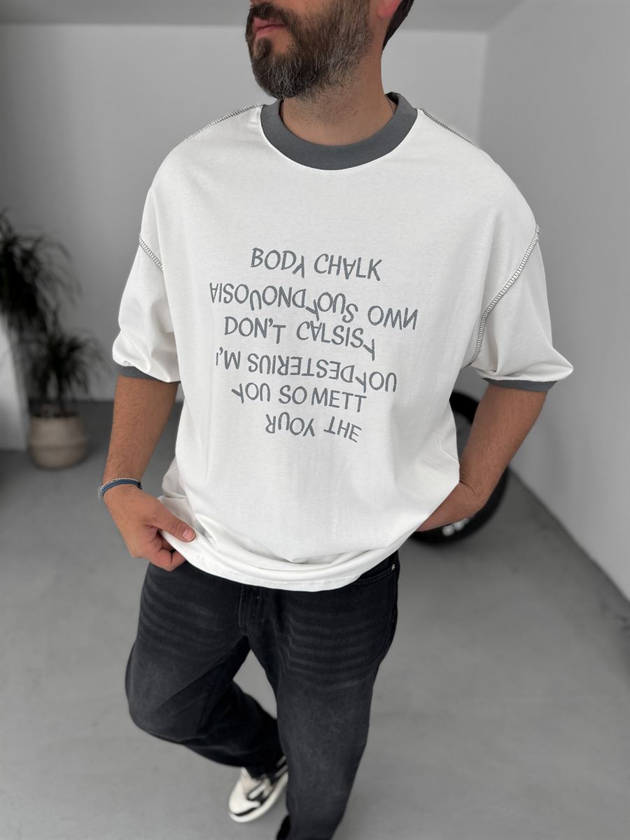 Reverse Text Printed Oversize T-Shirt