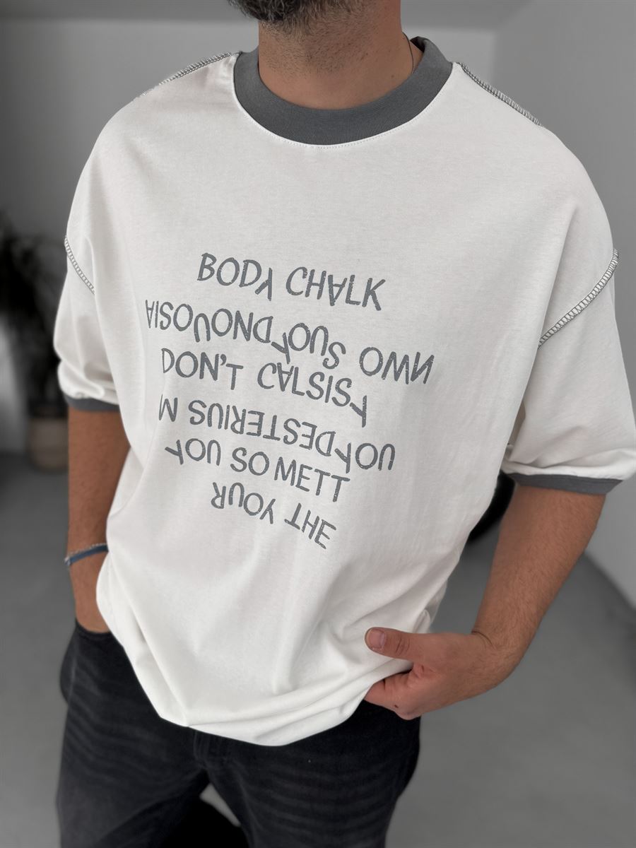 Reverse Text Printed Oversize T-Shirt
