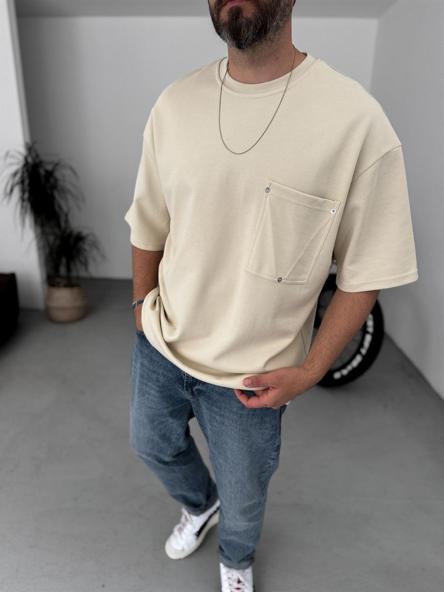 Rivet Pocket Detailed Oversize T-Shirt