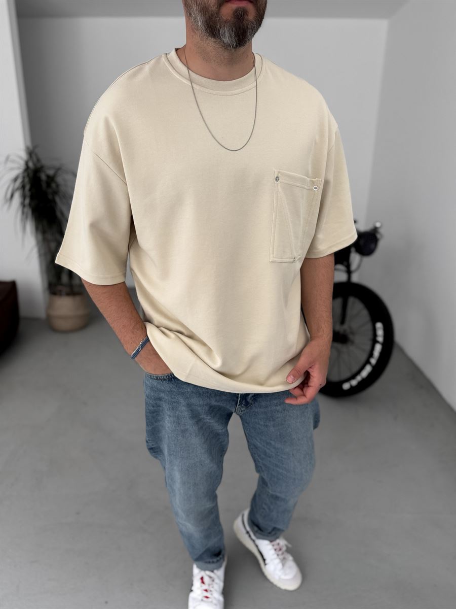 Rivet Pocket Detailed Oversize T-Shirt