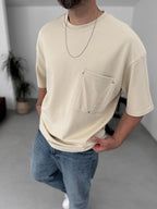Rivet Pocket Detailed Oversize T-Shirt