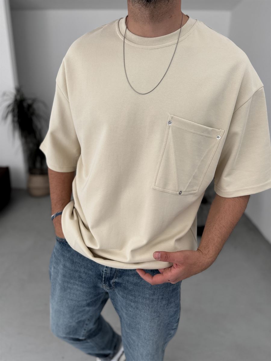 Rivet Pocket Detailed Oversize T-Shirt
