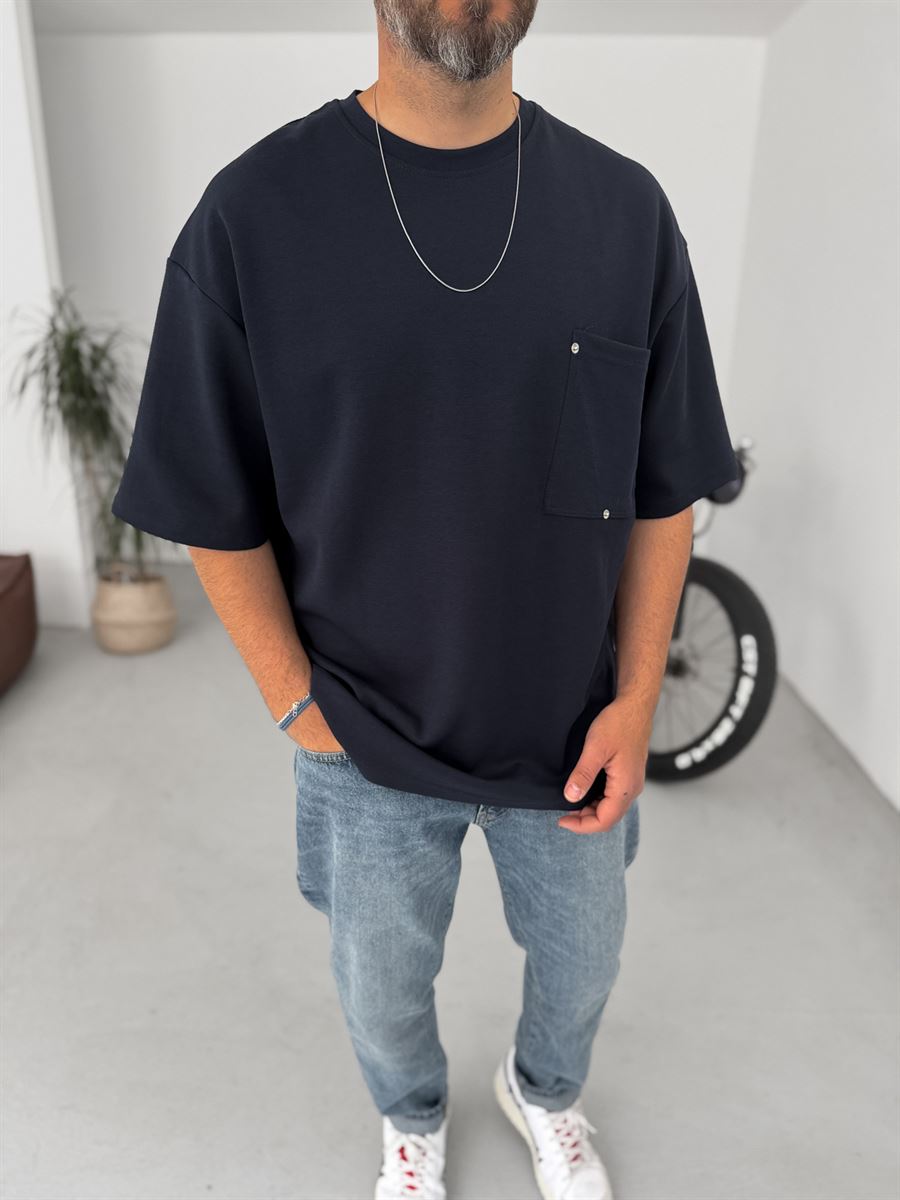 Rivet Pocket Detailed Oversize T-Shirt