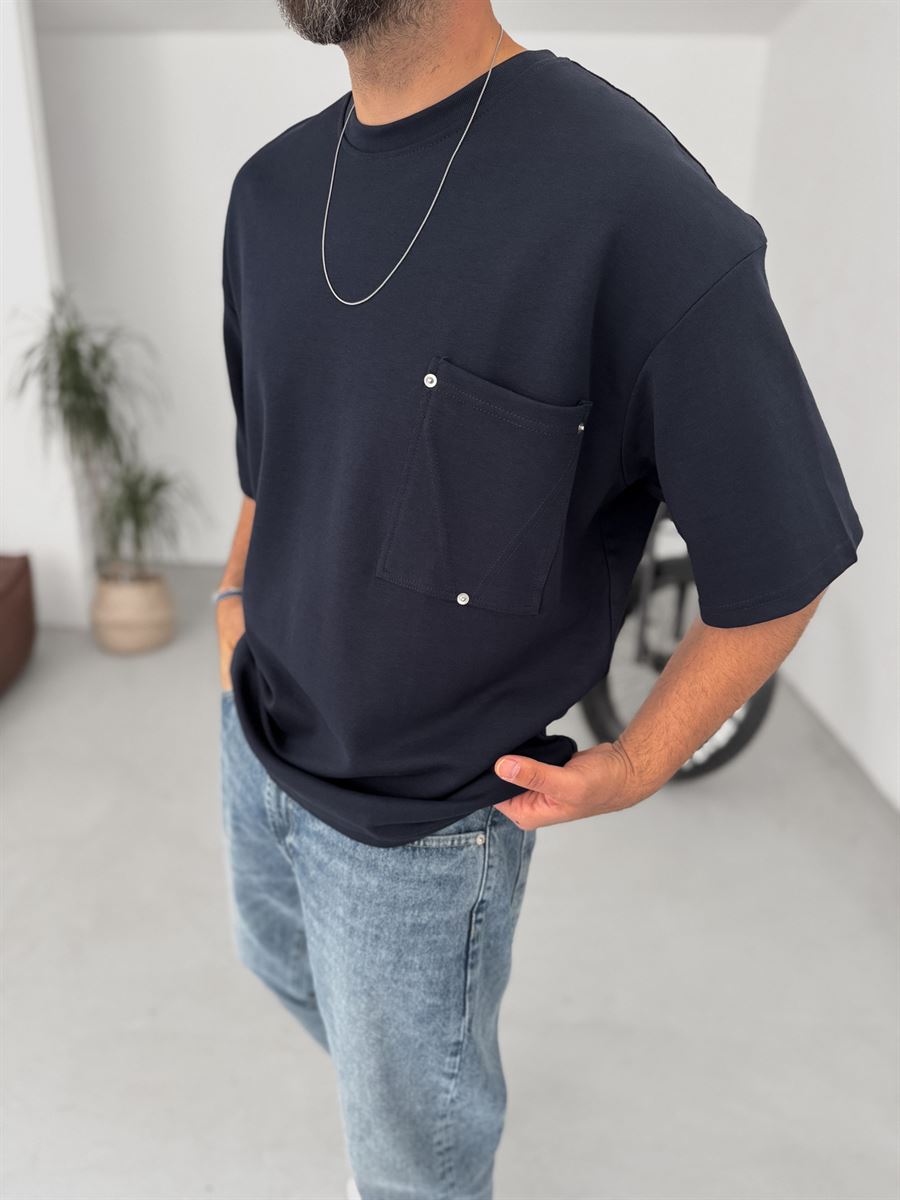 Rivet Pocket Detailed Oversize T-Shirt