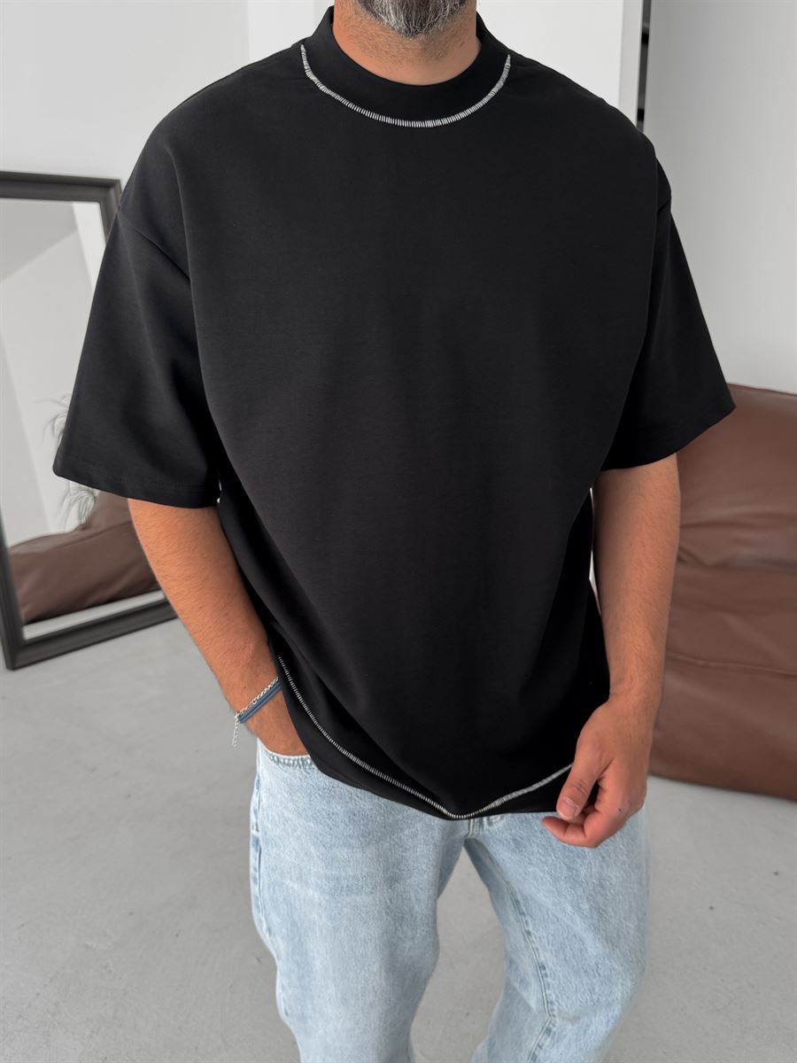 Wide Neck Stitched Oversize T-Shirt