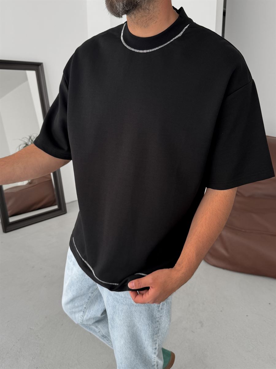 Wide Neck Stitched Oversize T-Shirt