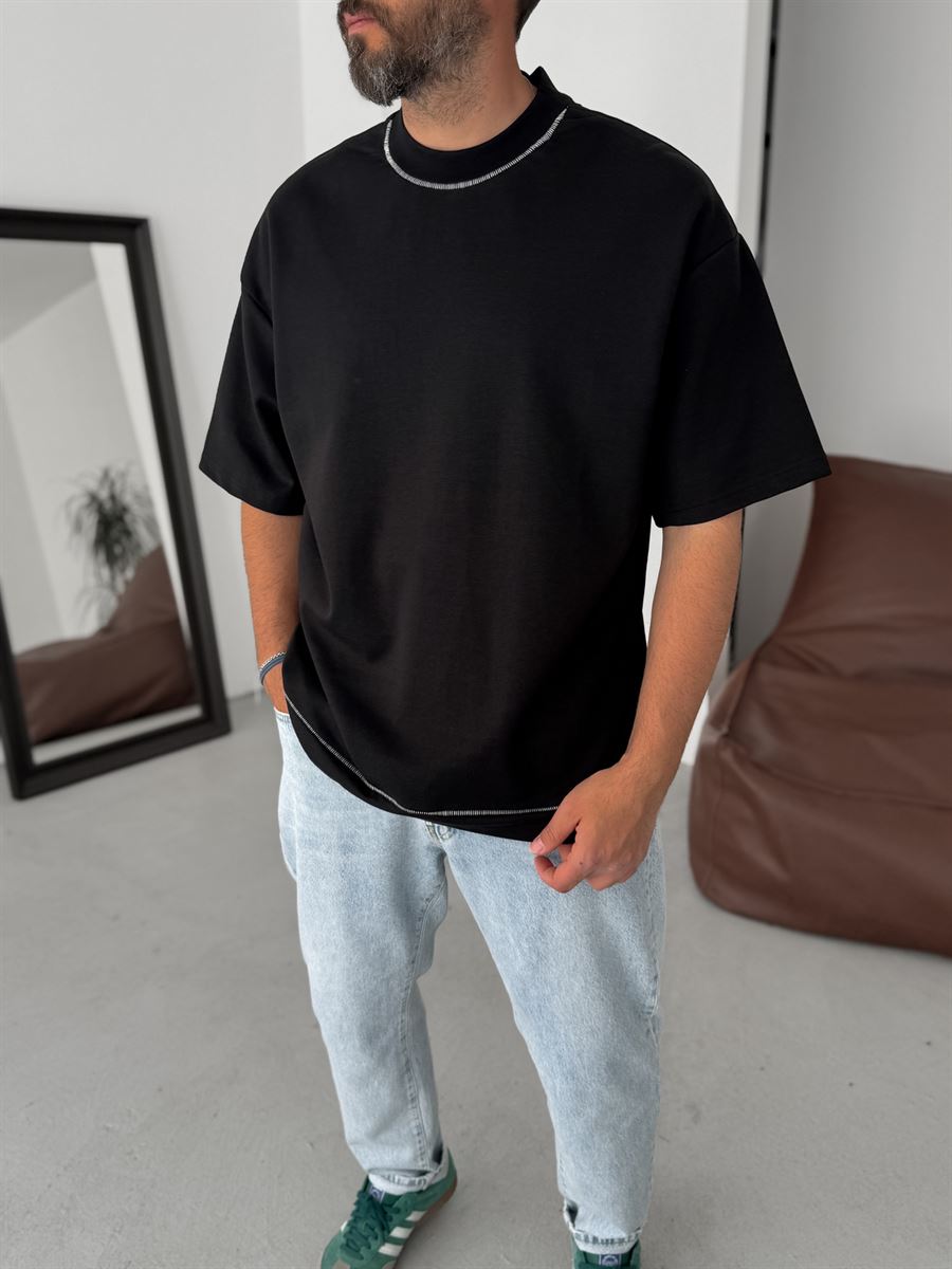 Wide Neck Stitched Oversize T-Shirt
