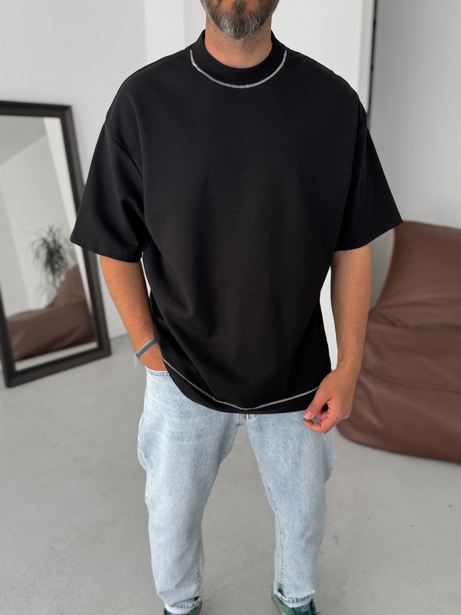 Wide Neck Stitched Oversize T-Shirt